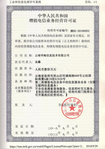 增值電信業(yè)務(wù)經(jīng)營(yíng)許可證